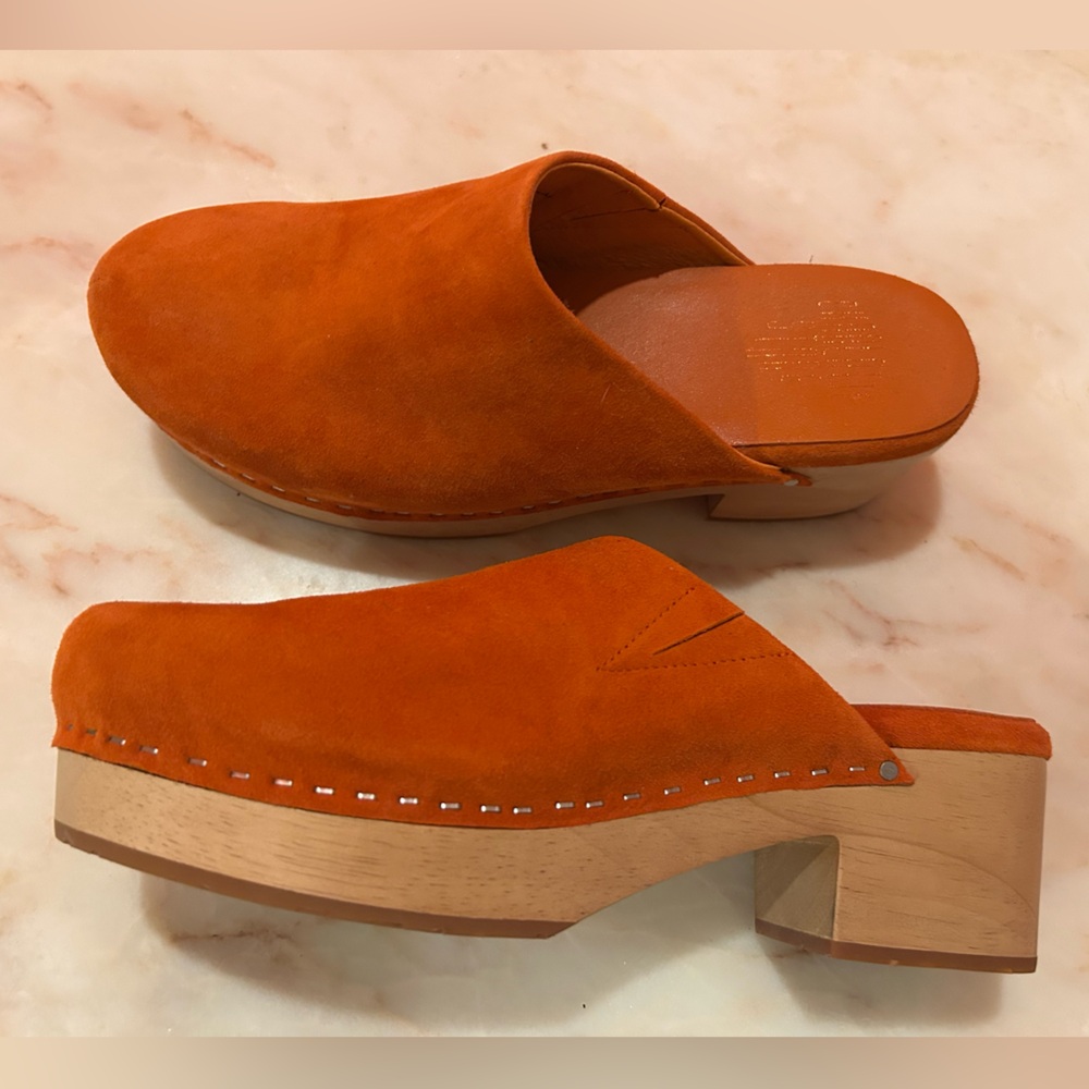 Charlotte Stone Orange Martino Suede Mules Clogs